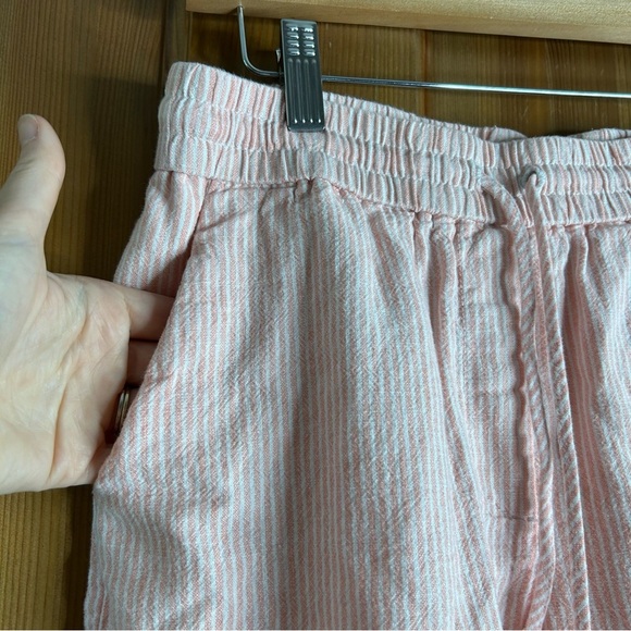 J. Crew Striped Linen Cotton Blend Drawstring Pants Women’s 10 Pink Coastal Chic - Picture 5 of 9